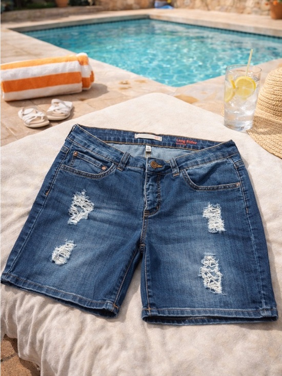 !it jeans Pants - Women’s Distressed Denim Shorts Mid Rise Blue Jean Size 12